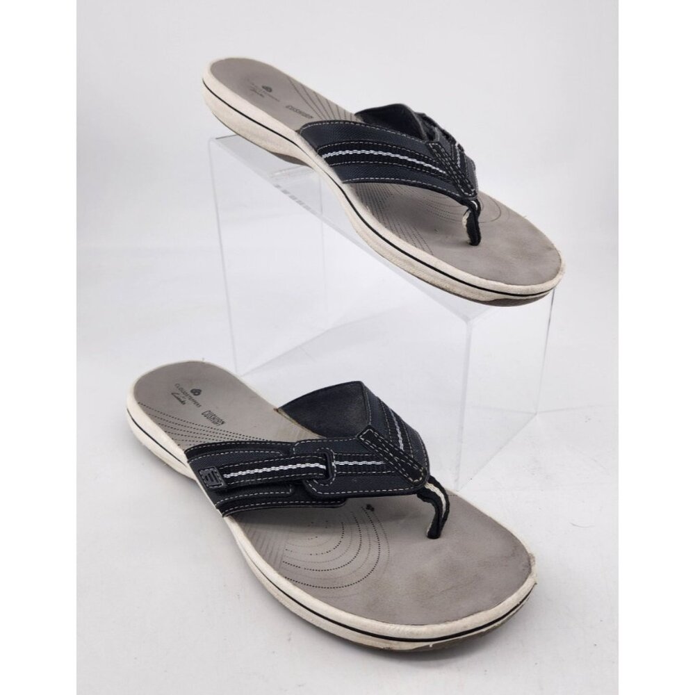 Clarks Cloudsteppers Women's Size 9 M Black T Strap Thong Sandals Flip Flops